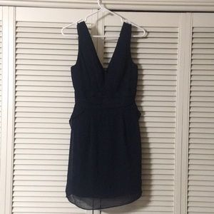 Navy low cut v-neck dress.